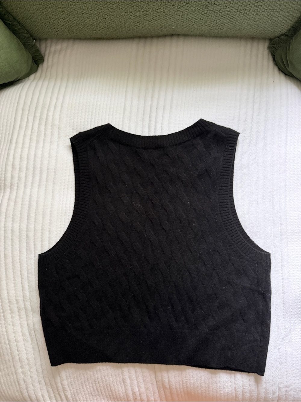 J. Crew Black Cable-Knit V-Neck Sweater Vest with Gold Buttons - Picture 3 of 3
